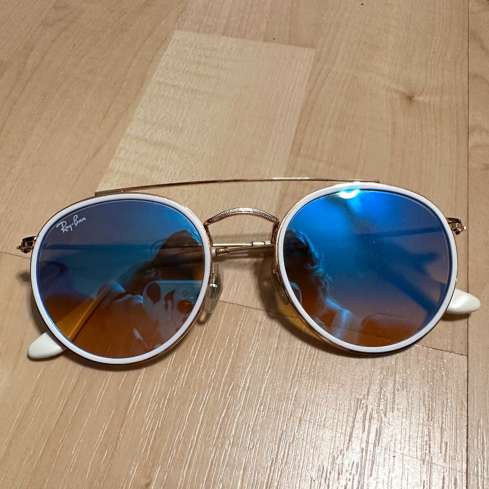 Ray-Ban Round Double Bridge White Sunglasses